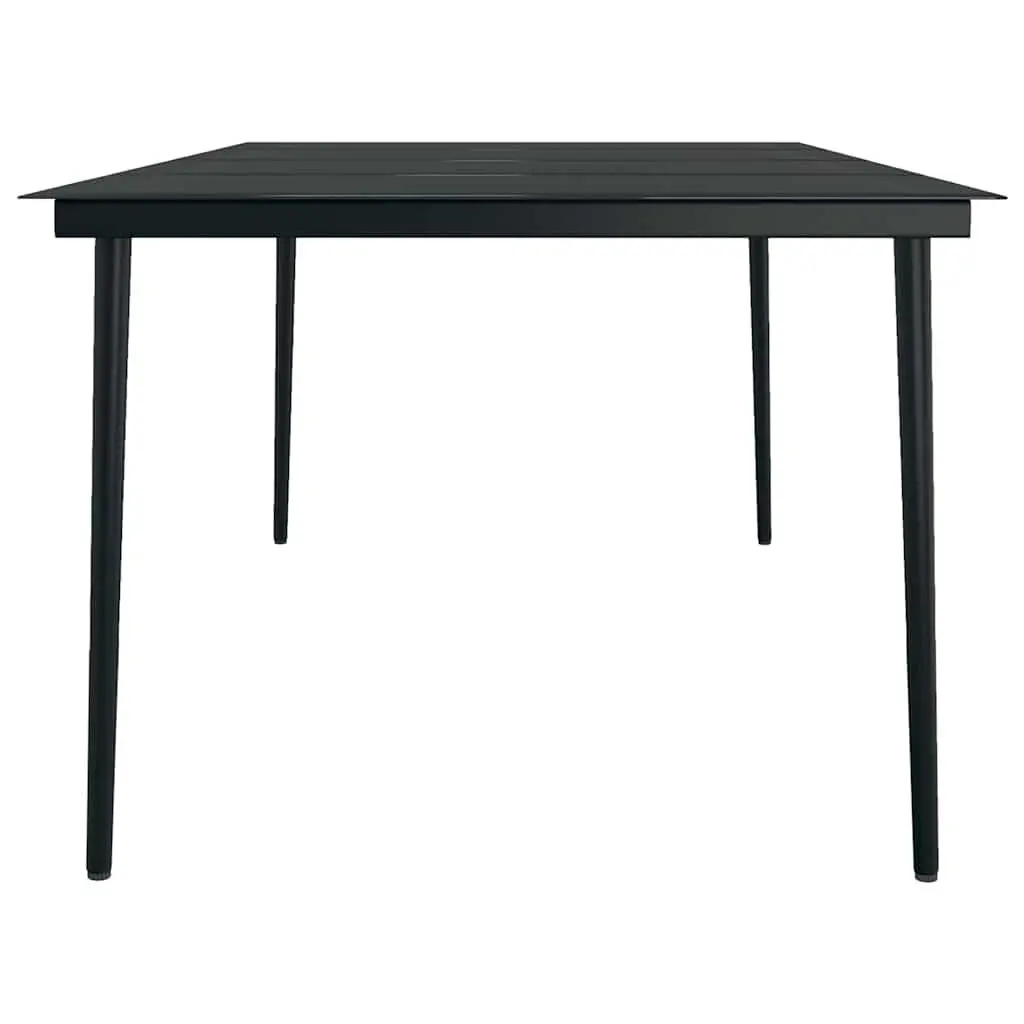 Black Steel Frame Garden Dining Table with Glass Top