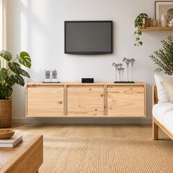 Sturdy Floating Storage Units - 3-Piece Solid Pine Cabinets