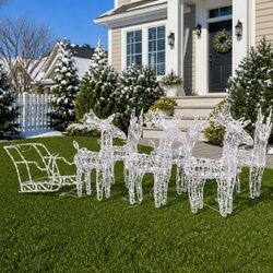 Lighted Christmas Reindeer Sleigh Decoration with 320 LEDs