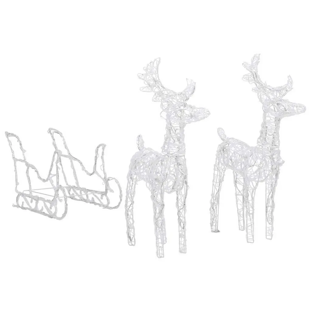 Christmas Decoration Acrylic Outdoor Lighted Reindeer Sleigh 320 LED Warm White