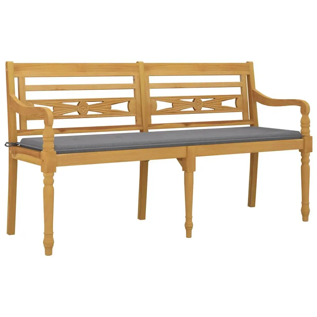 Outdoor Bench 150cm Wooden Garden Seating with Armrests Backrest Cushion