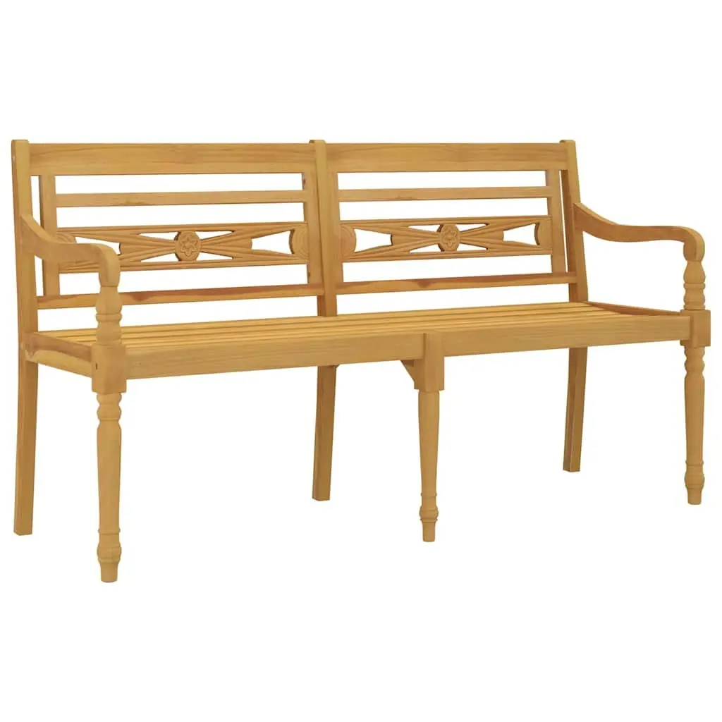 Outdoor Bench 150cm Wooden Garden Seating with Armrests Backrest Cushion