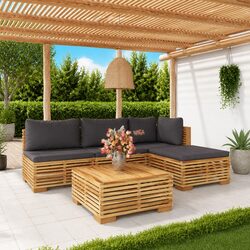5 Piece Solid Wood Garden Lounge Set with Cushions
