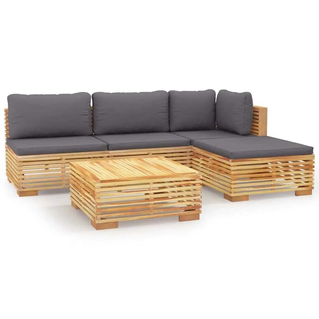 5 Piece Solid Wood Garden Lounge Set with Cushions