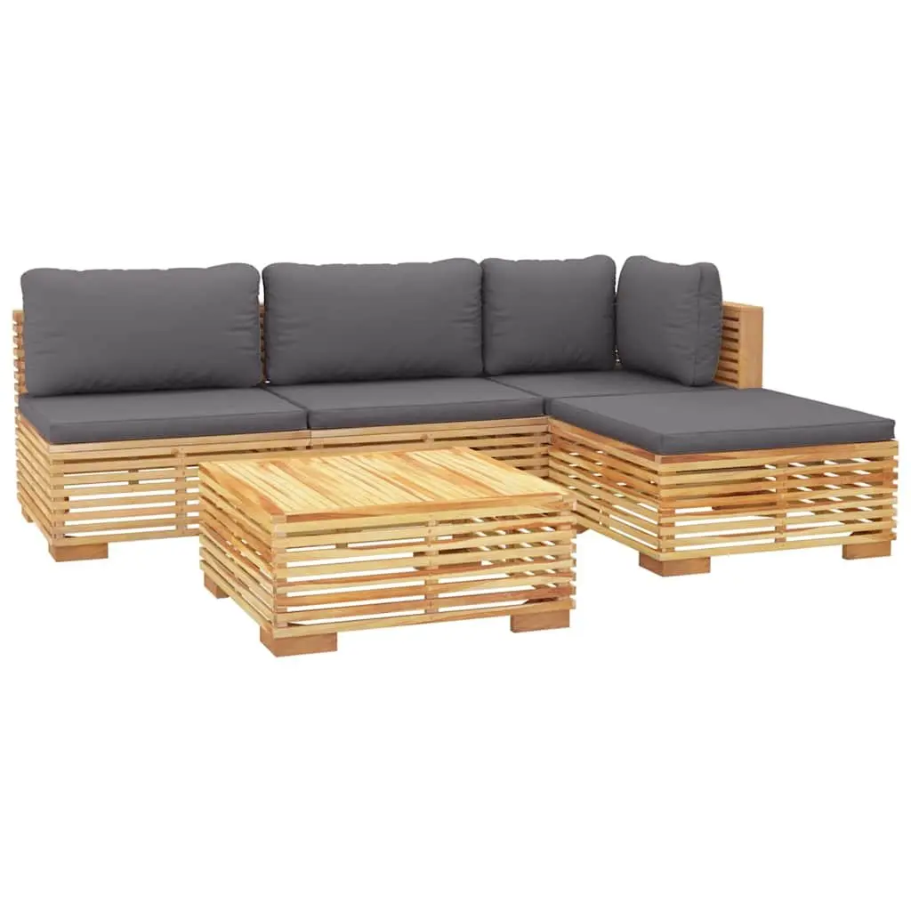 5 Piece Solid Wood Garden Lounge Set with Cushions