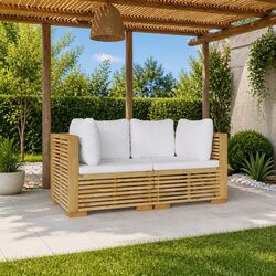 Solid Wood Outdoor Corner Sofa Set with Cushions