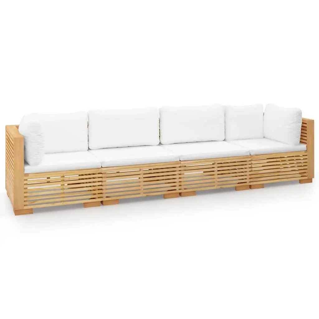 4 Piece Garden Lounge Set Solid Teak Wood Brown