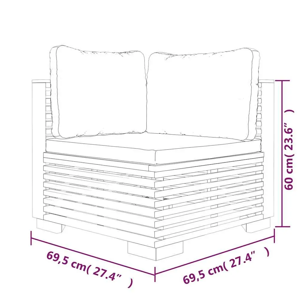 Solid Teak 5-Piece Garden Lounge Set with Cushions