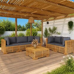 Sturdy 6 Piece Garden Lounge Set for Outdoors with Cushions