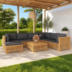 Premium 8 Piece Teak Wood Garden Lounge Set with Cushions