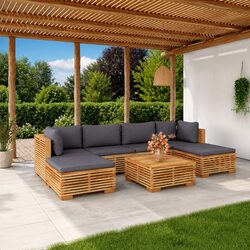 7-Piece Outdoor Teak Lounge Set with Cushions