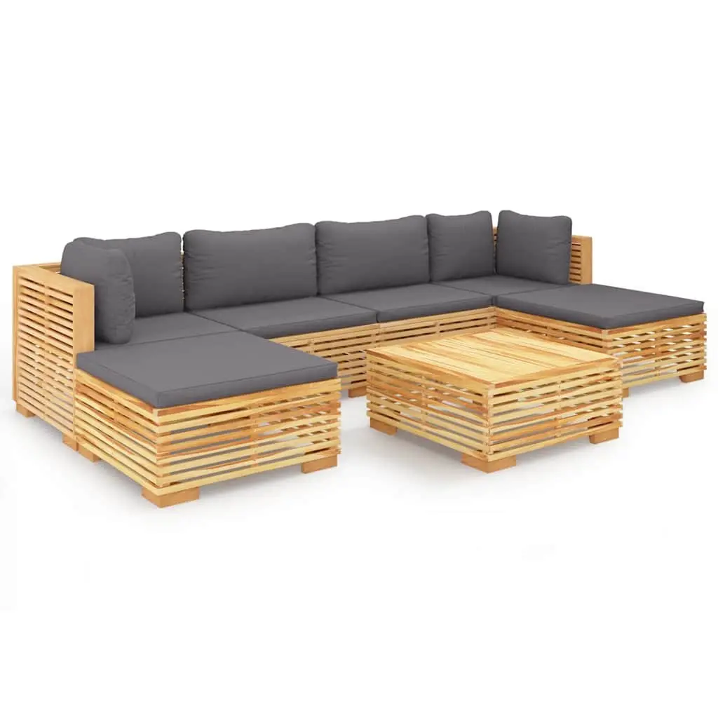 7-Piece Outdoor Teak Lounge Set with Cushions