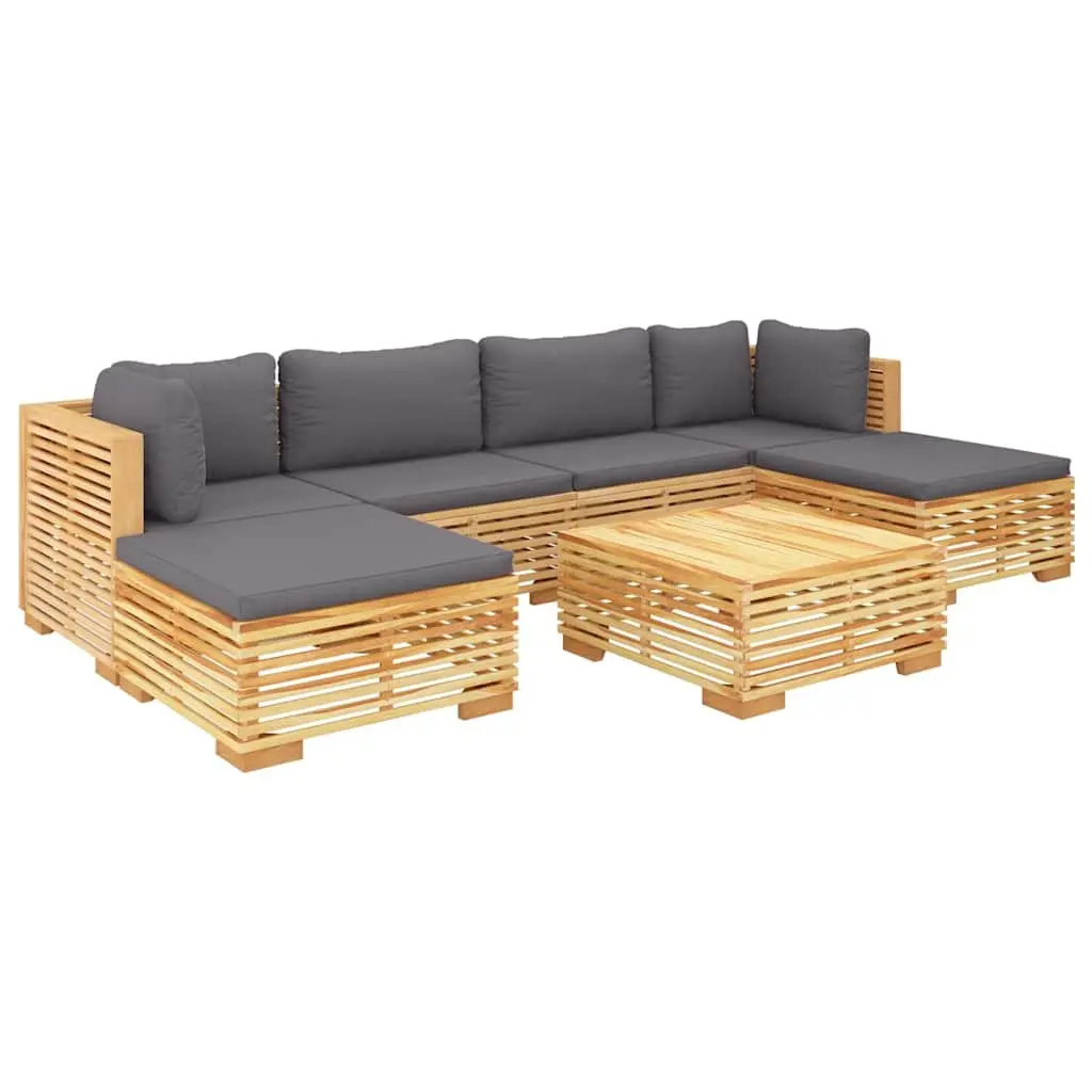 7-Piece Outdoor Teak Lounge Set with Cushions