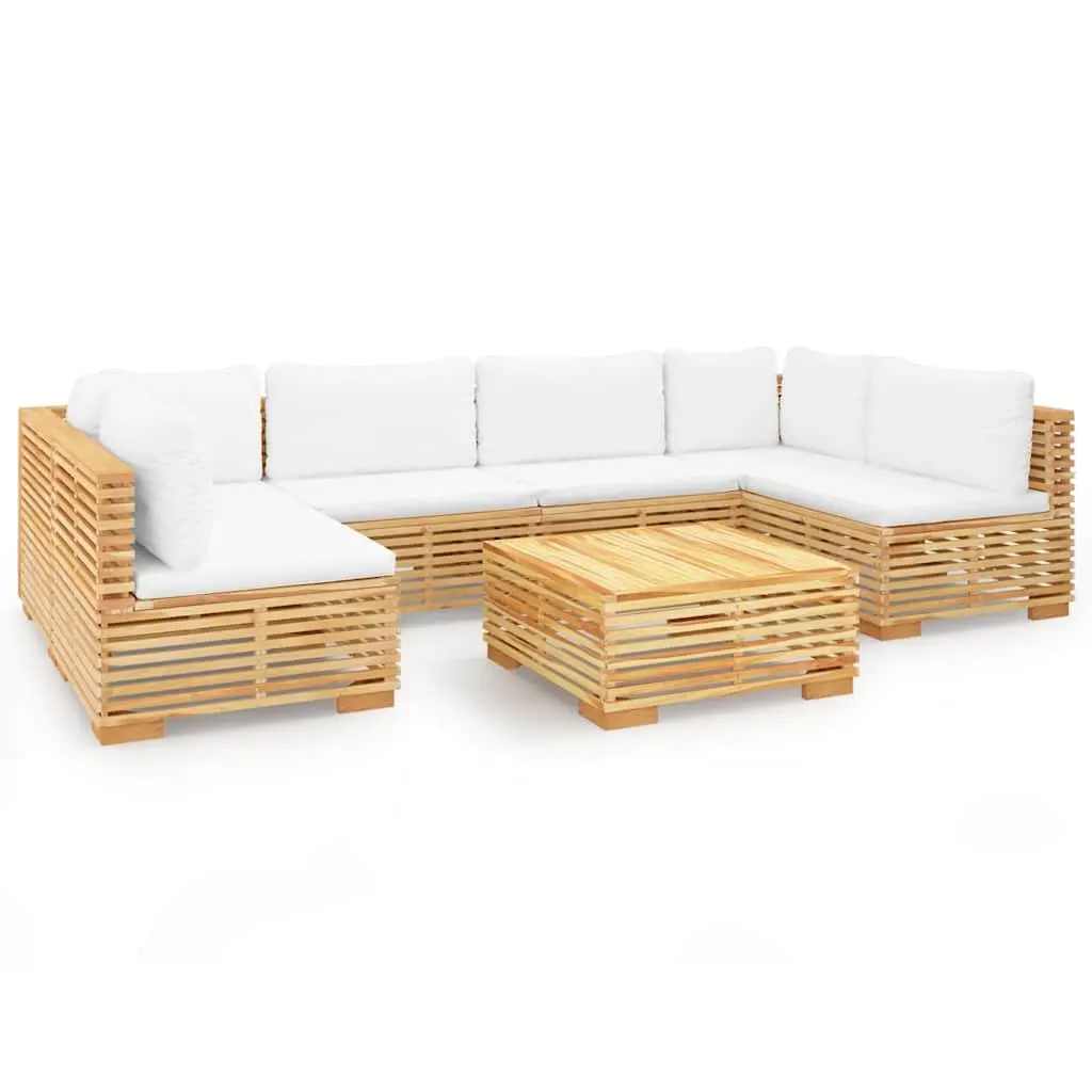 Solid Teak Wood 7 Piece Garden Lounge Set with Cushions