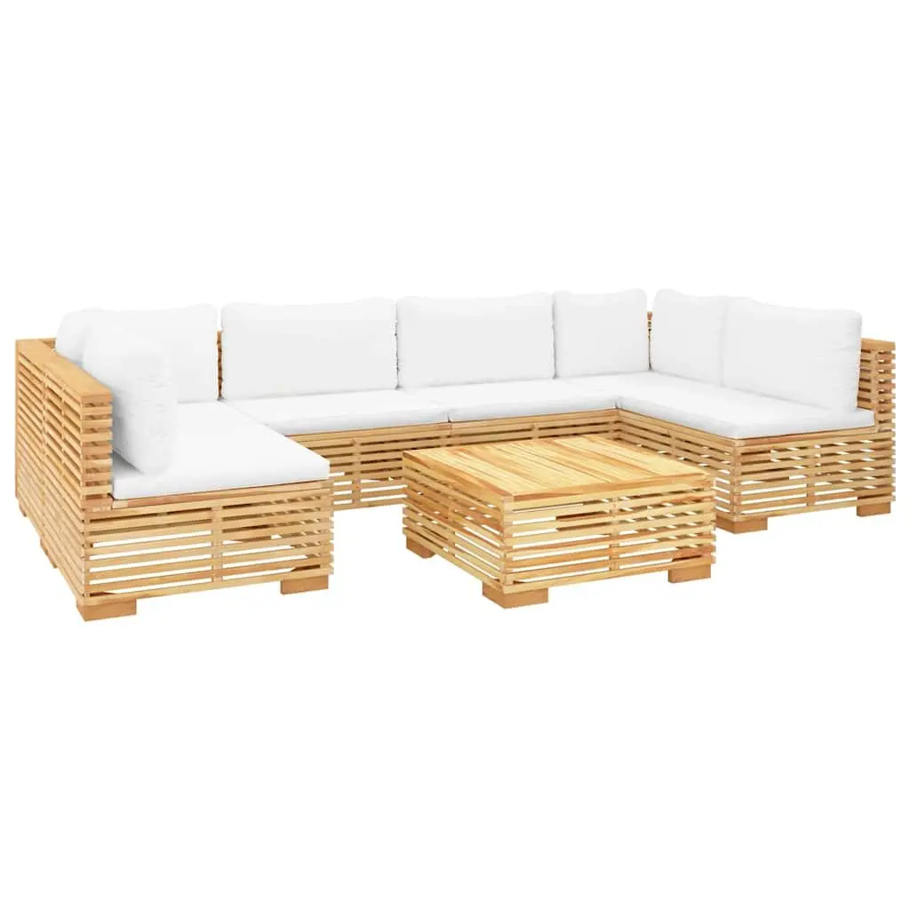 Solid Teak Wood 7 Piece Garden Lounge Set with Cushions