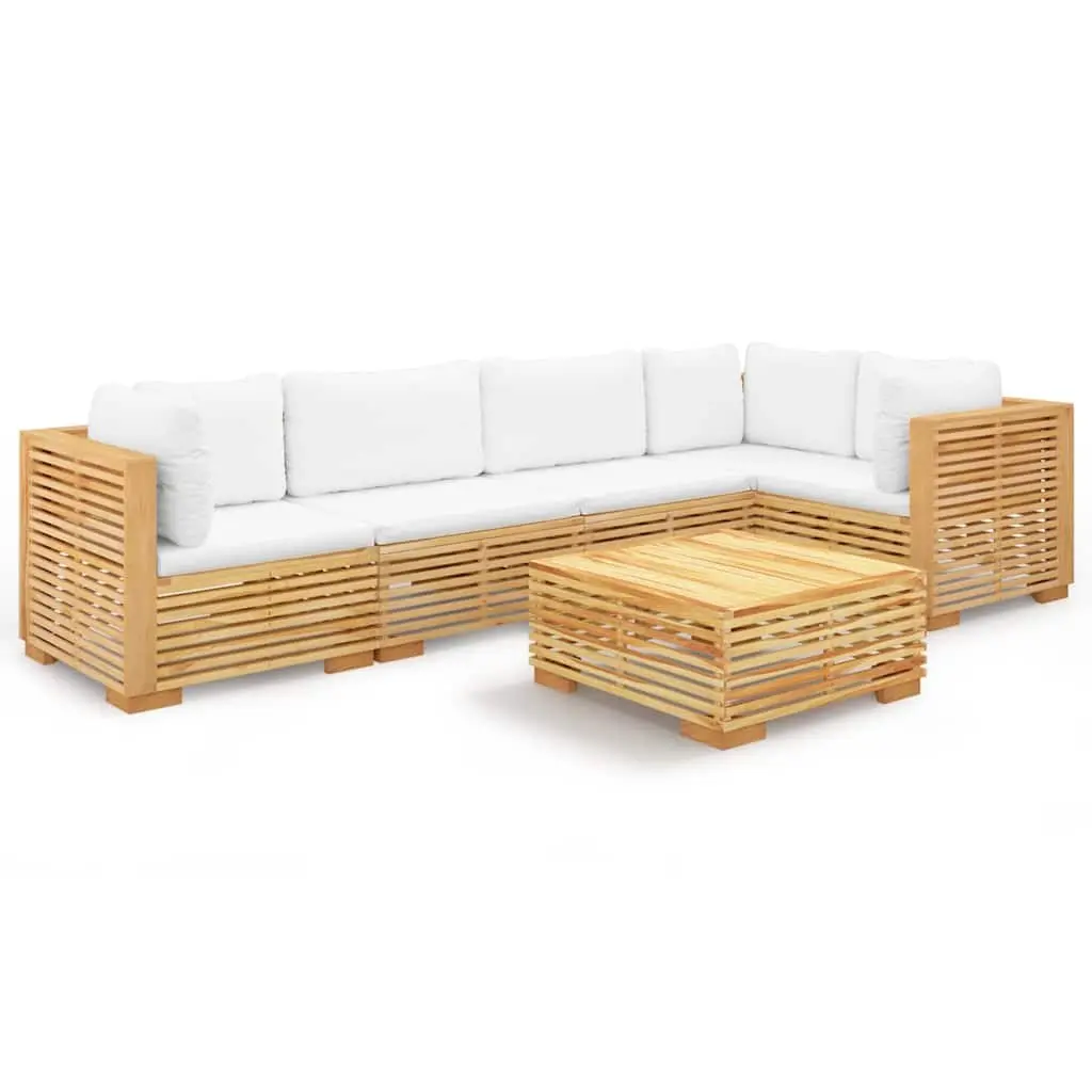 6-Piece Solid Teak Garden Lounge Set with Cushions