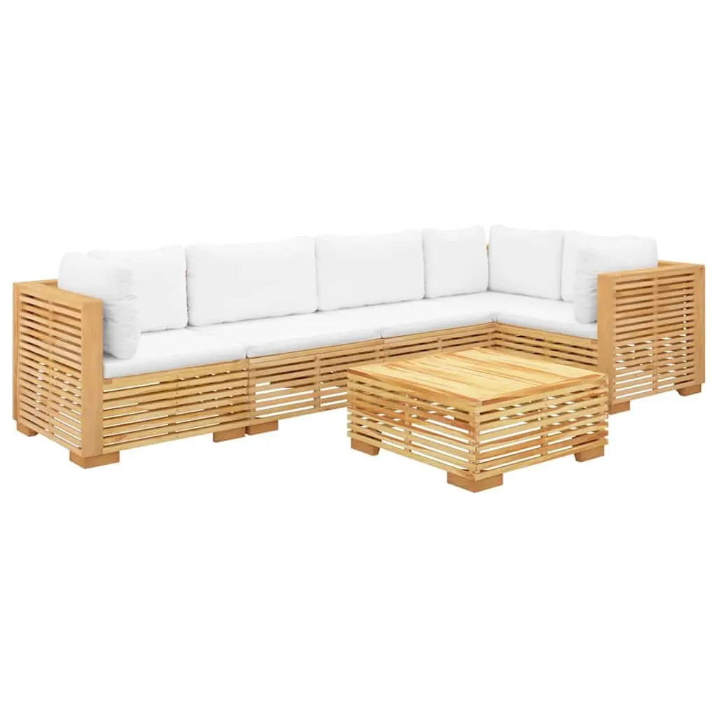 6-Piece Solid Teak Garden Lounge Set with Cushions