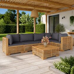 Teak Wood Garden Lounge Set 6-Piece Outdoor Furniture