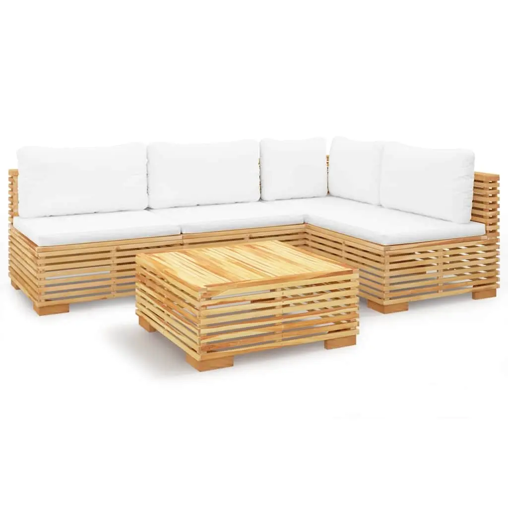 5-Piece Teak Wood Garden Lounge Set with Cushions