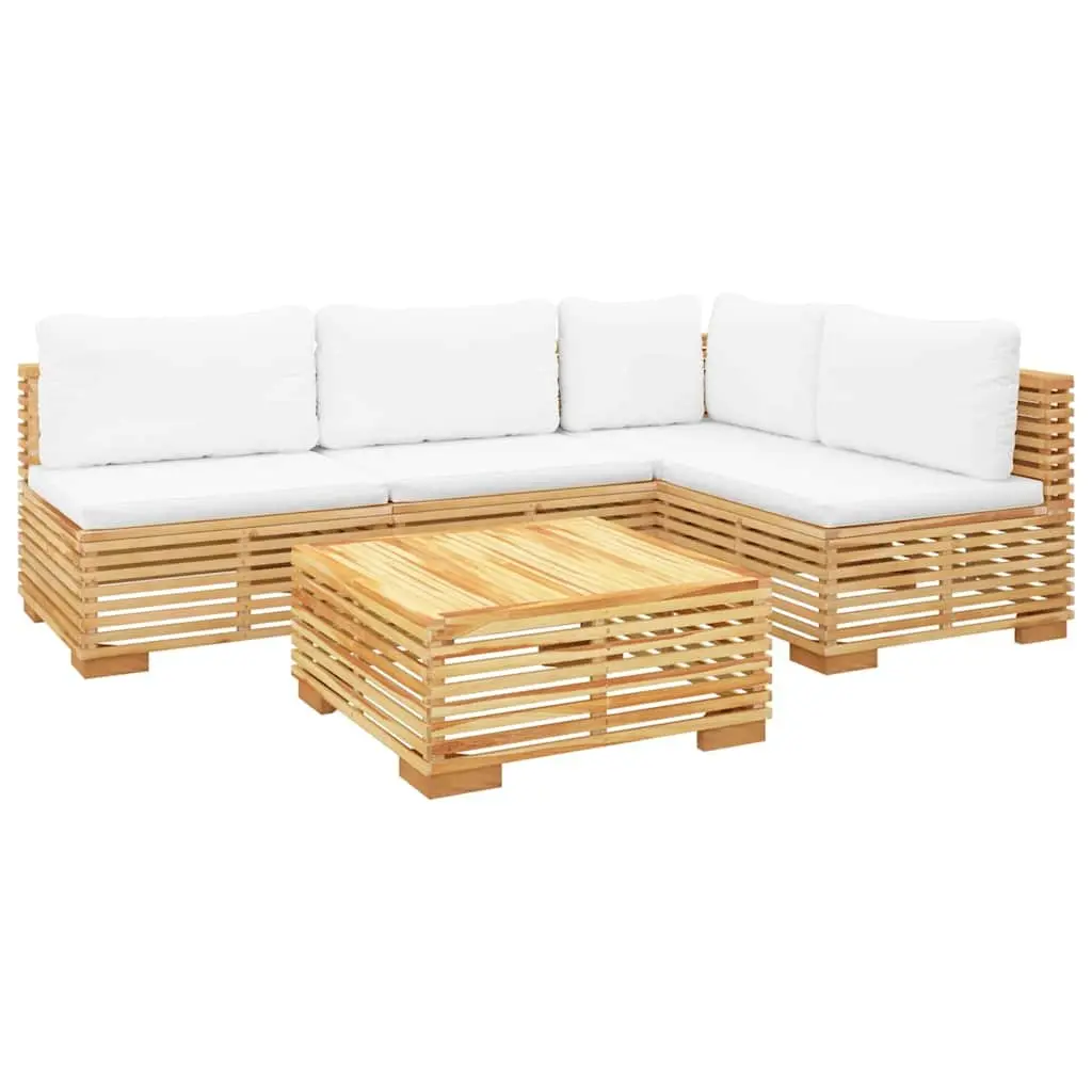 5-Piece Teak Wood Garden Lounge Set with Cushions