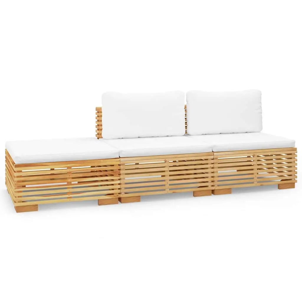 Garden Lounge Set Solid Teak Wood 3 Piece Outdoor Furniture with Cushions Brown