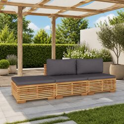 Solid Wood Teak 3 Piece Garden Lounge Set with Cushions