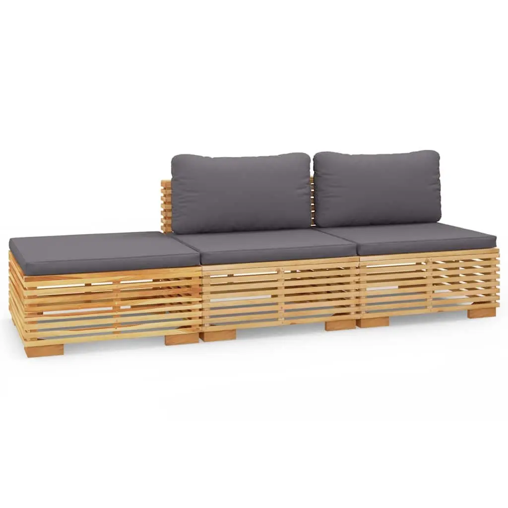 Solid Wood Teak 3 Piece Garden Lounge Set with Cushions