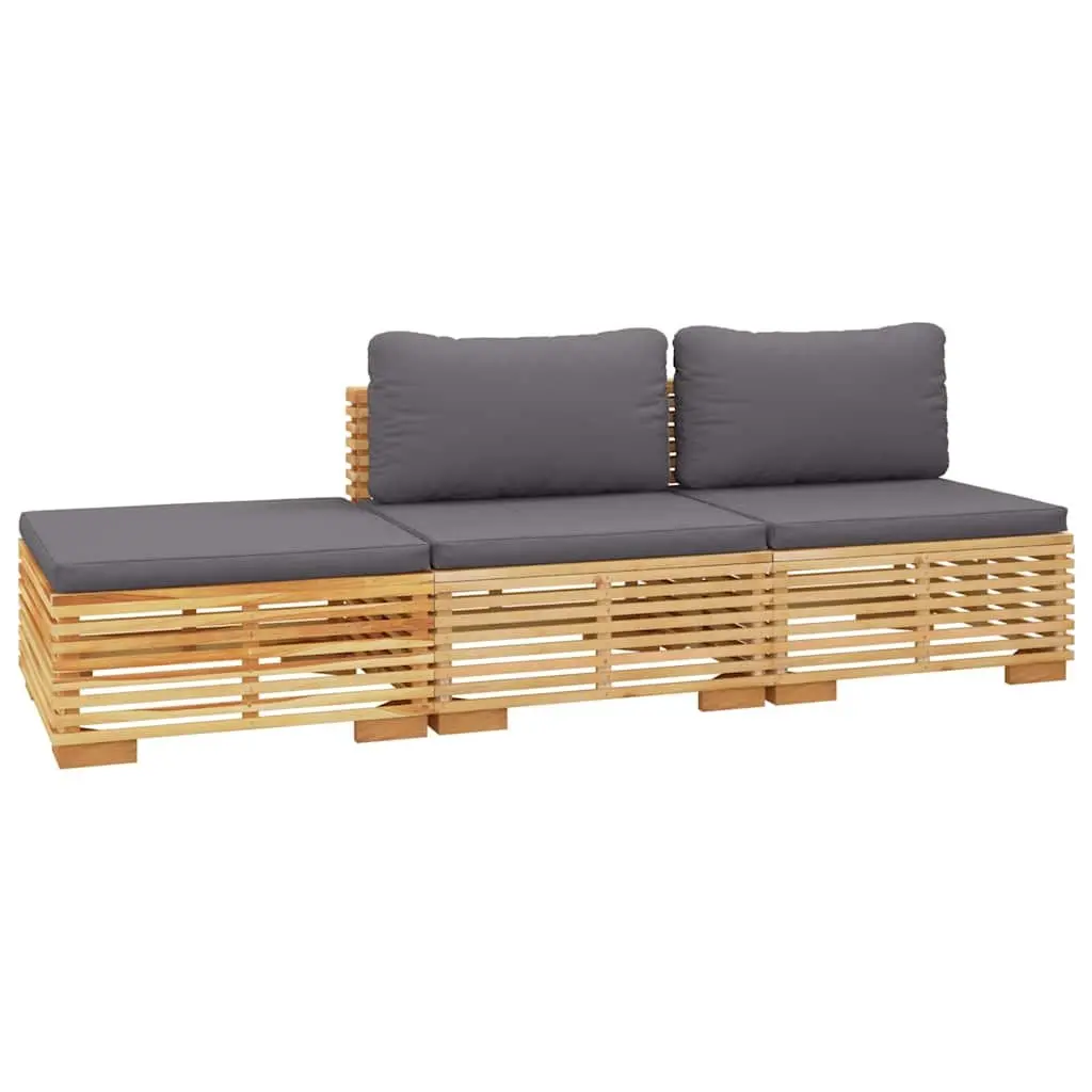Solid Wood Teak 3 Piece Garden Lounge Set with Cushions