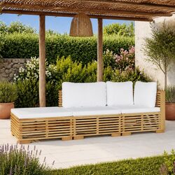 Premium 3 Piece Garden Lounge Set with Cushions in Brown
