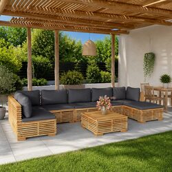 Durable 8 Piece Garden Lounge Set with Cushions