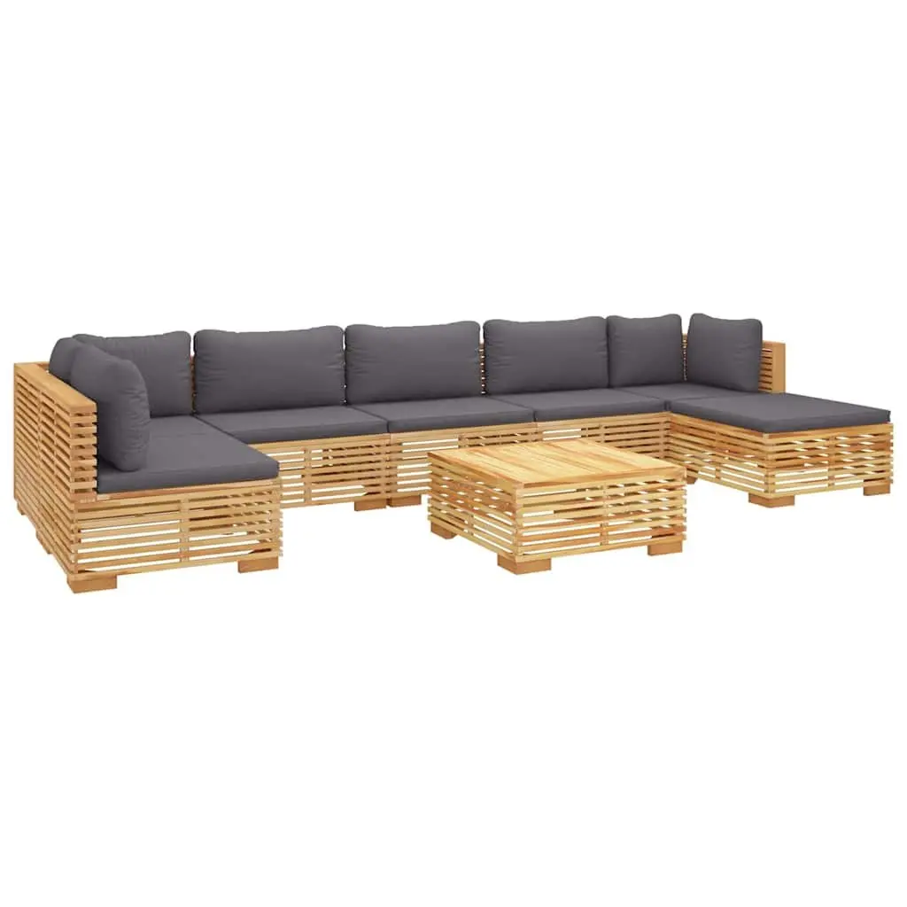 8 Piece Garden Lounge Set Solid Teak Wood Brown with Cushions