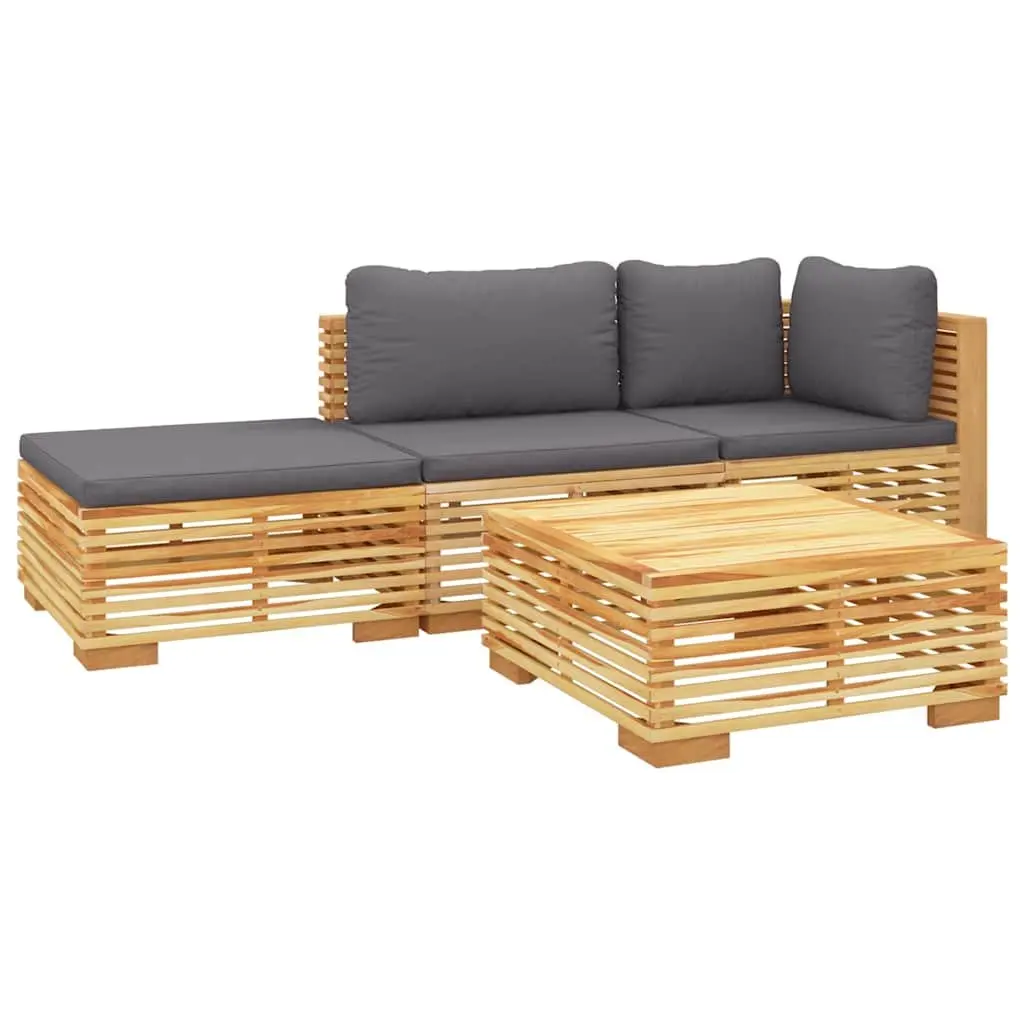 Garden Lounge Set Solid Wood 4 Piece Brown