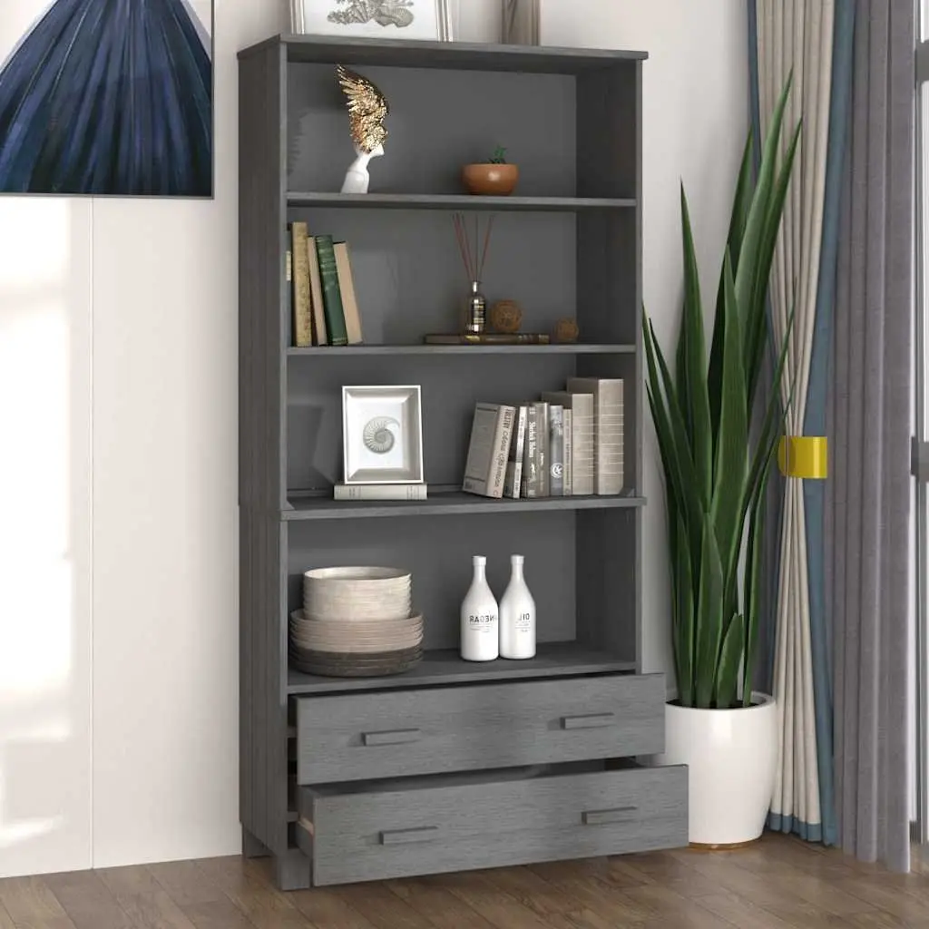 Highboard Sideboard Cabinet with Grey Shelves