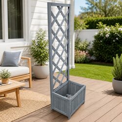 Grey Wooden Trellis Planter for Climbing Plants