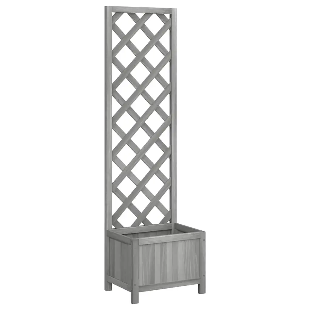 Wooden Trellis Planter Solid Firwood 40x30x135 cm Grey