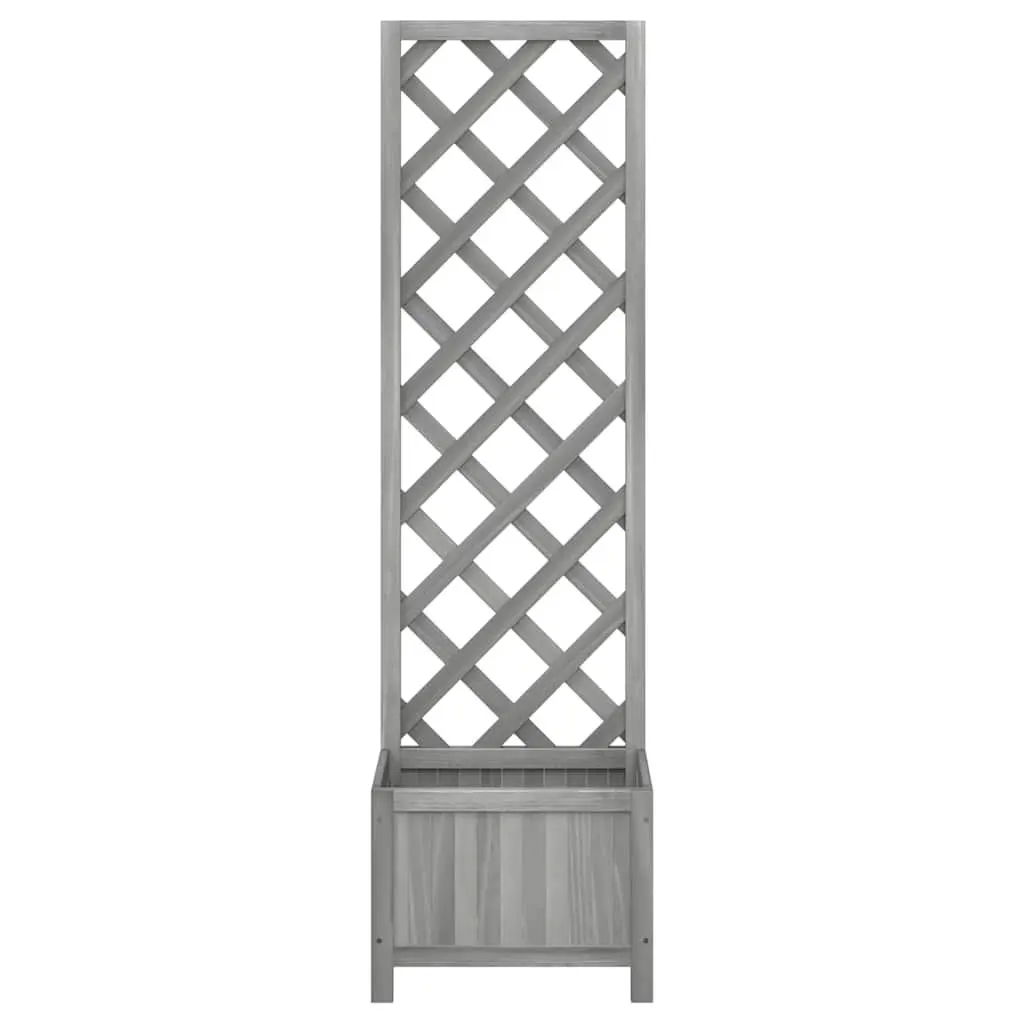 Wooden Trellis Planter Solid Firwood 40x30x135 cm Grey