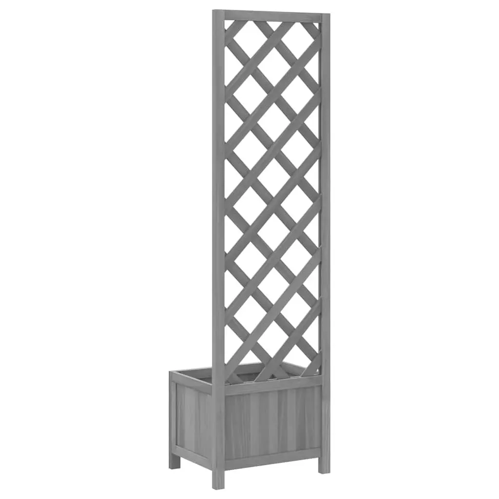 Wooden Trellis Planter Solid Firwood 40x30x135 cm Grey