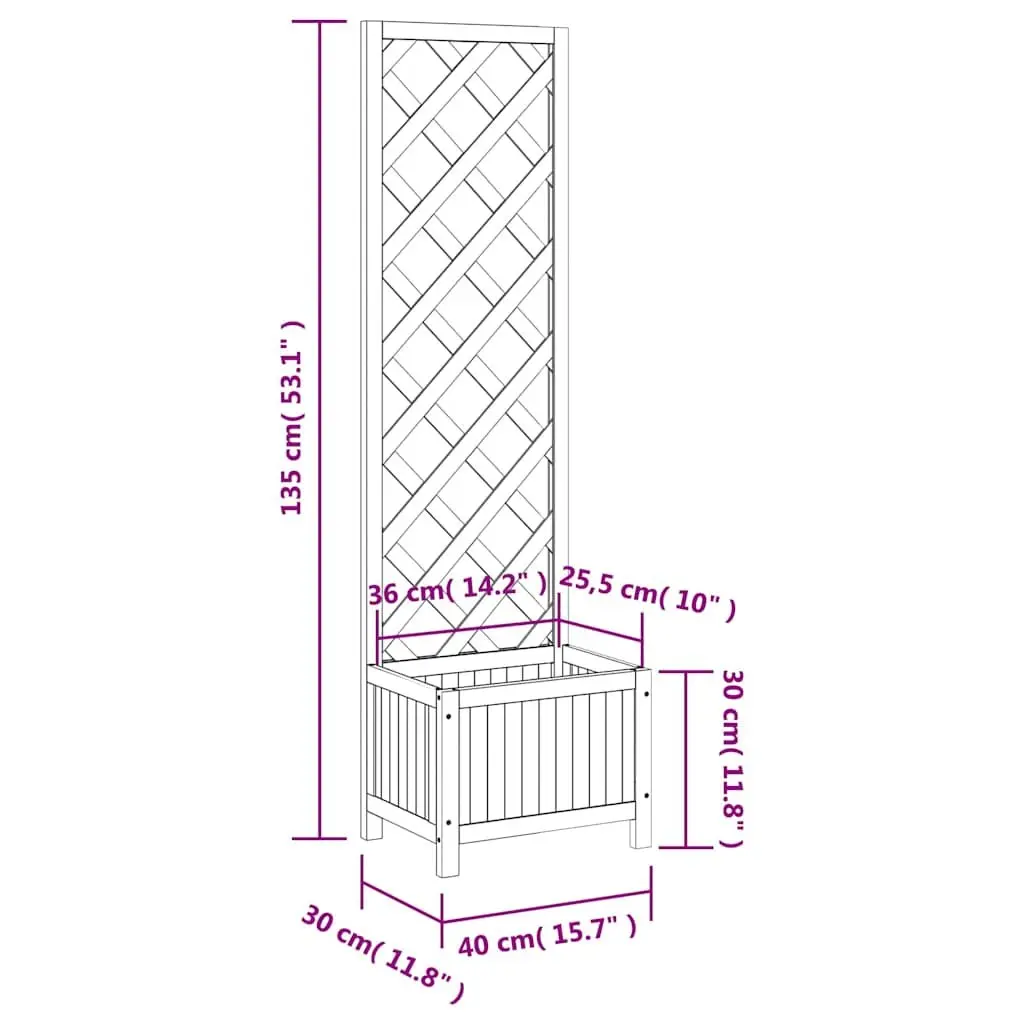 Wooden Trellis Planter Solid Firwood 40x30x135 cm Grey