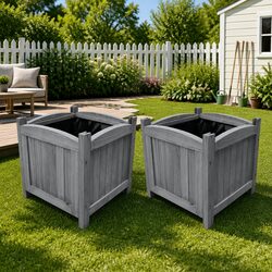 Durable Outdoor Planter Boxes 30x30x30 cm Grey Wood