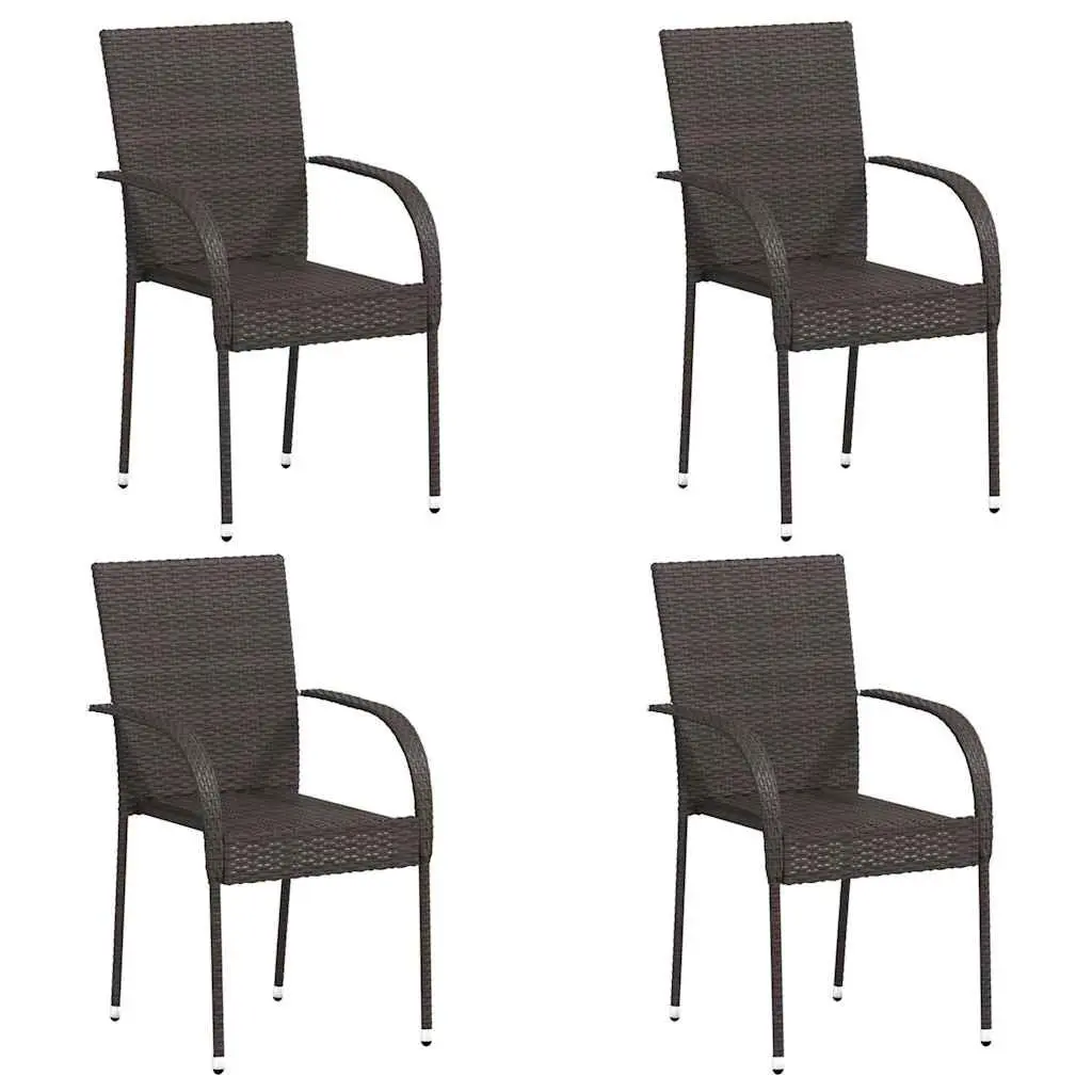 Stackable Outdoor Chairs Set of 4 Brown