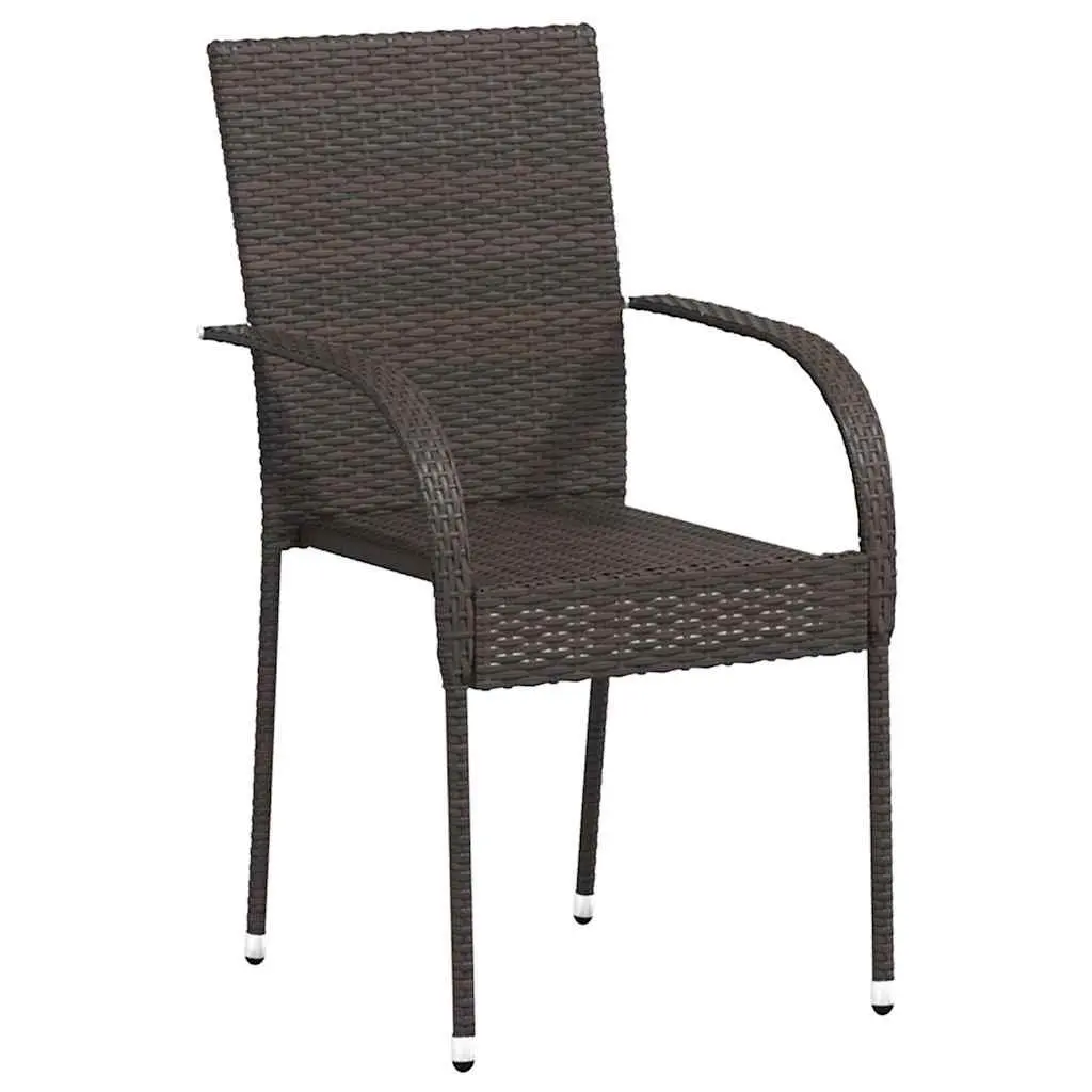 Stackable Outdoor Chairs Set of 4 Brown