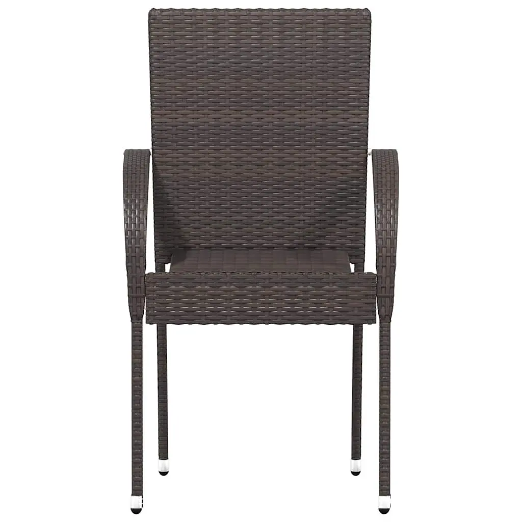 Stackable Outdoor Chairs Set of 4 Brown