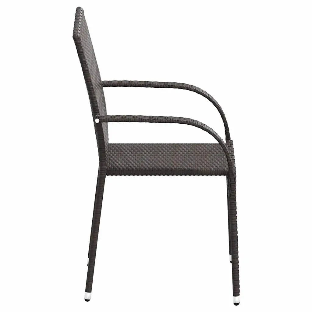 Stackable Outdoor Chairs Set of 4 Brown