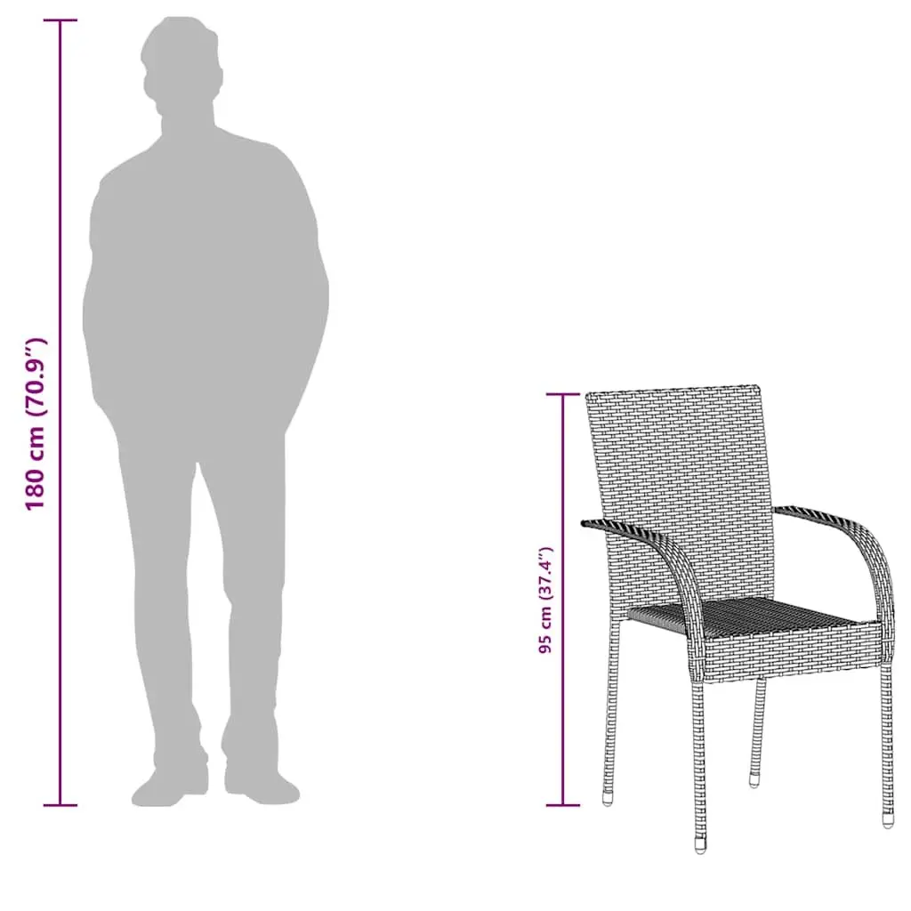 Stackable Outdoor Chairs Set of 4 Brown