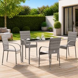 Durable Stackable Outdoor Chairs Set of 4 in Grey
