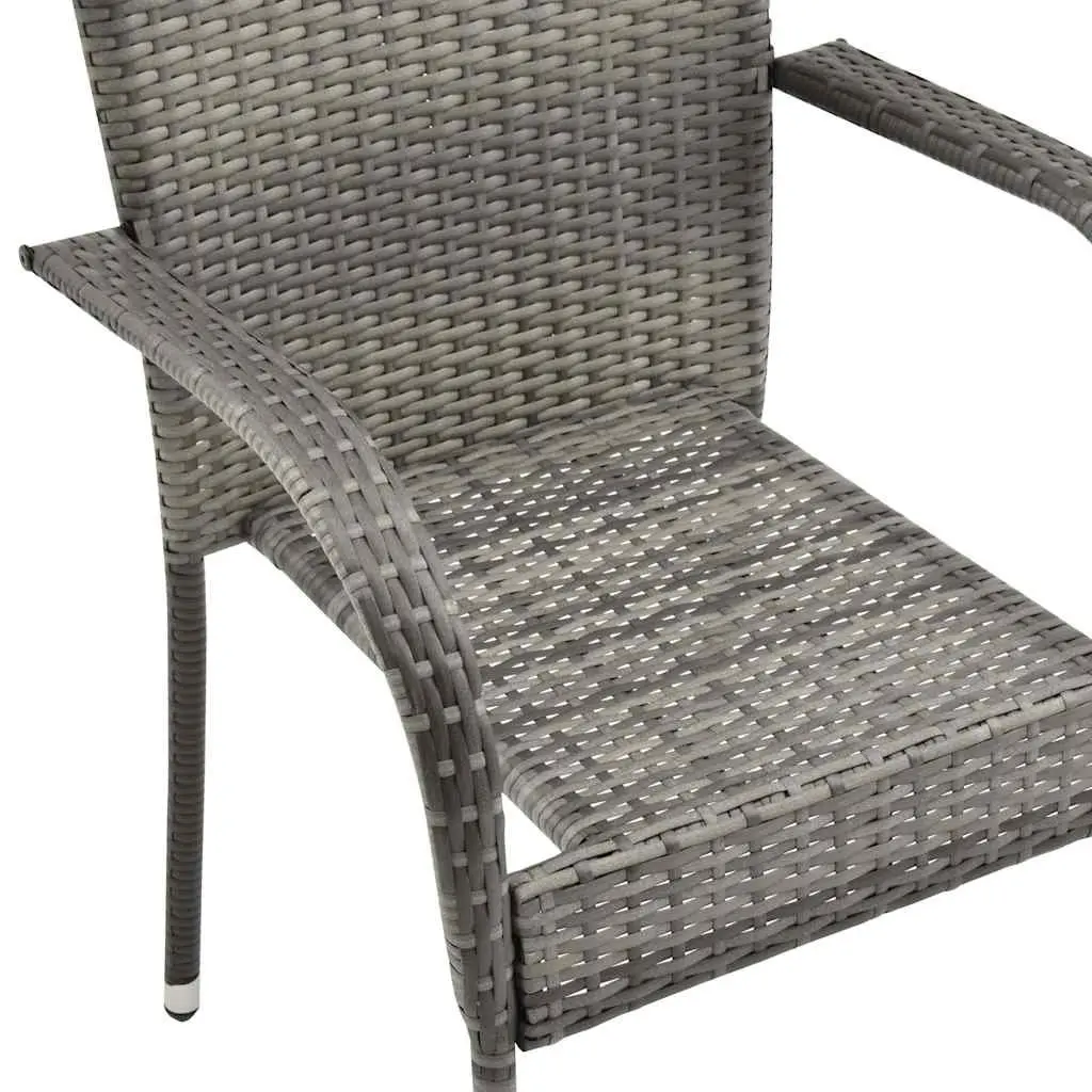 Stackable Outdoor Chairs PE Rattan Steel Frame Grey 4 Piece