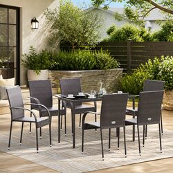 Durable Stackable Outdoor Dining Chairs 6 pcs Brown