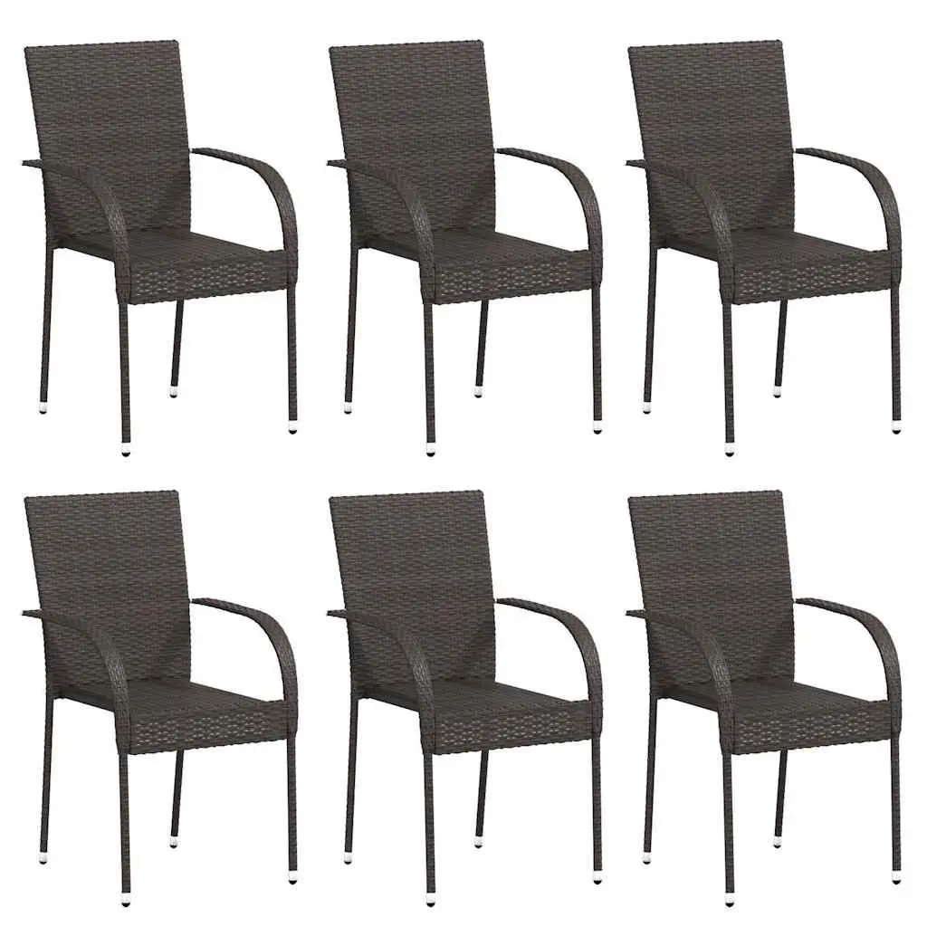 Stackable Outdoor Dining Chairs 6 pcs Brown