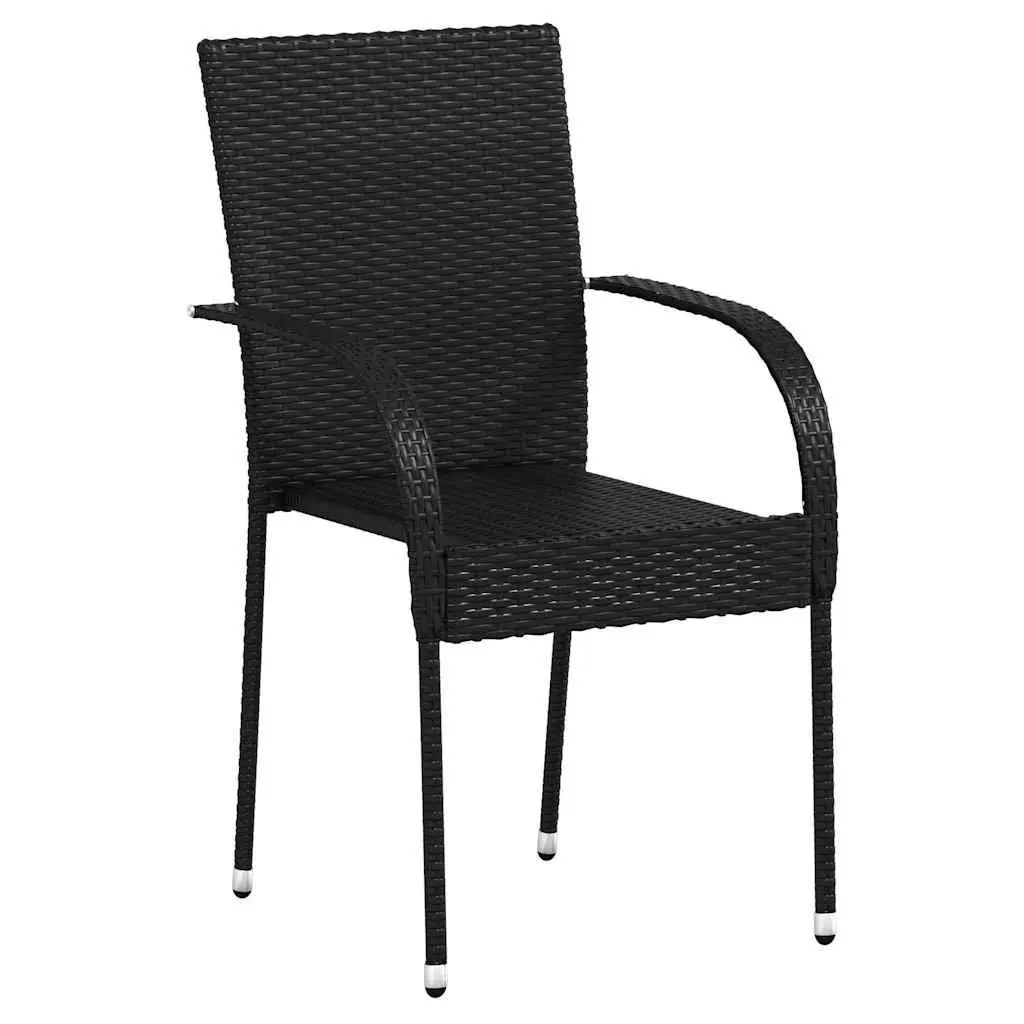Outdoor Stackable Chairs 6 Piece Set Poly Rattan Garden Patio Dining Seating