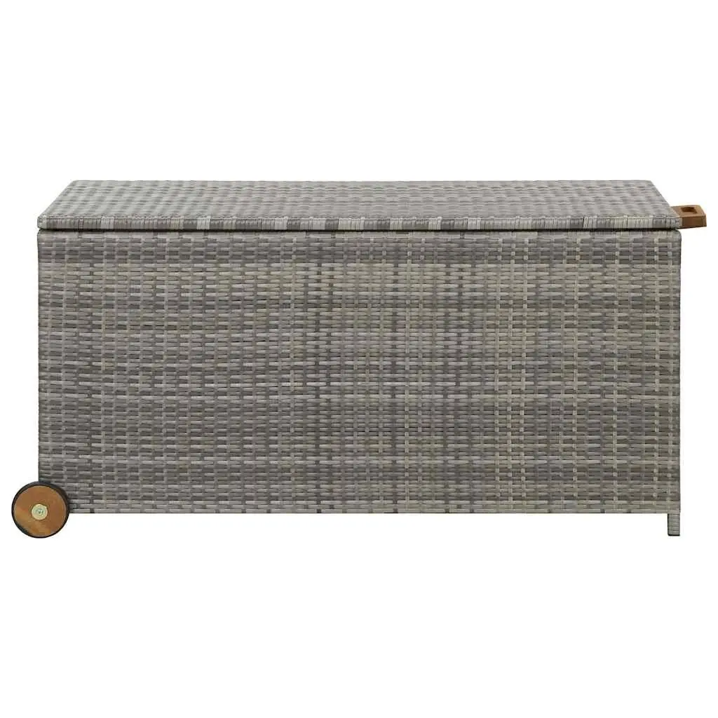 Grey Poly Rattan Outdoor Storage Box with Wheels